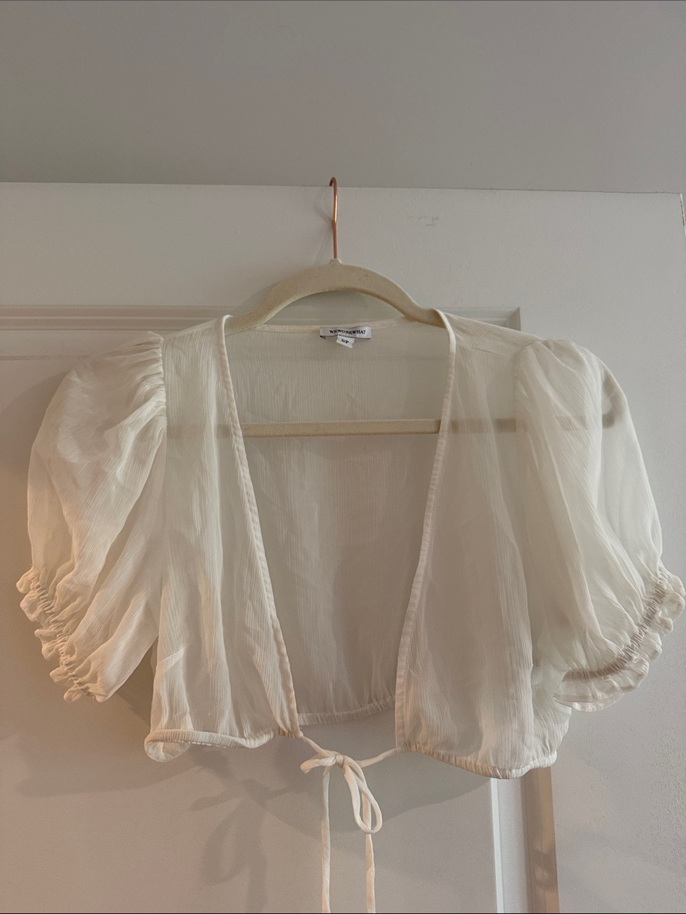 Lightweight Cream Puff-Sleeve Swim Coverup Shrug